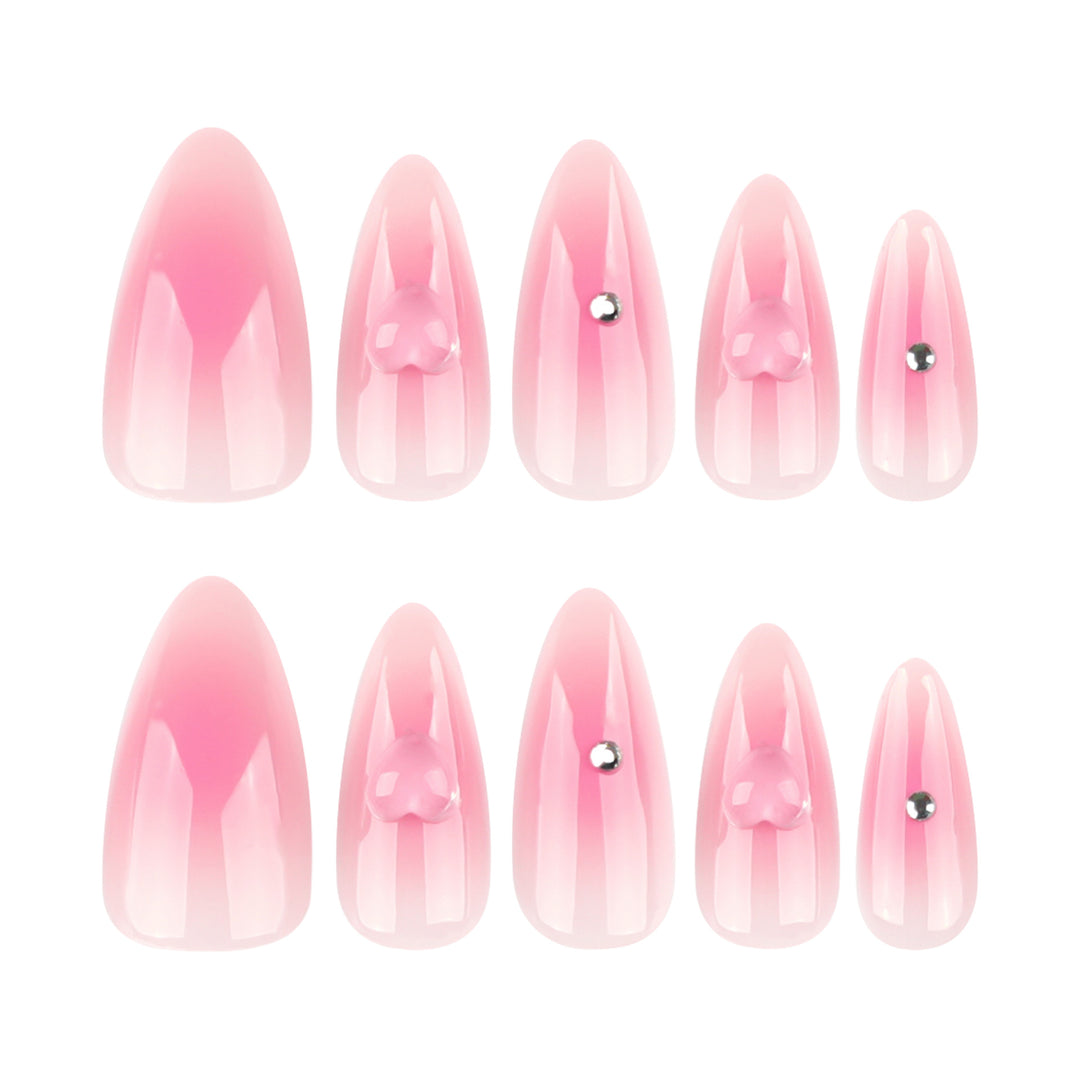 Artful stiletto nails with heart design and glitter accents Kalsten