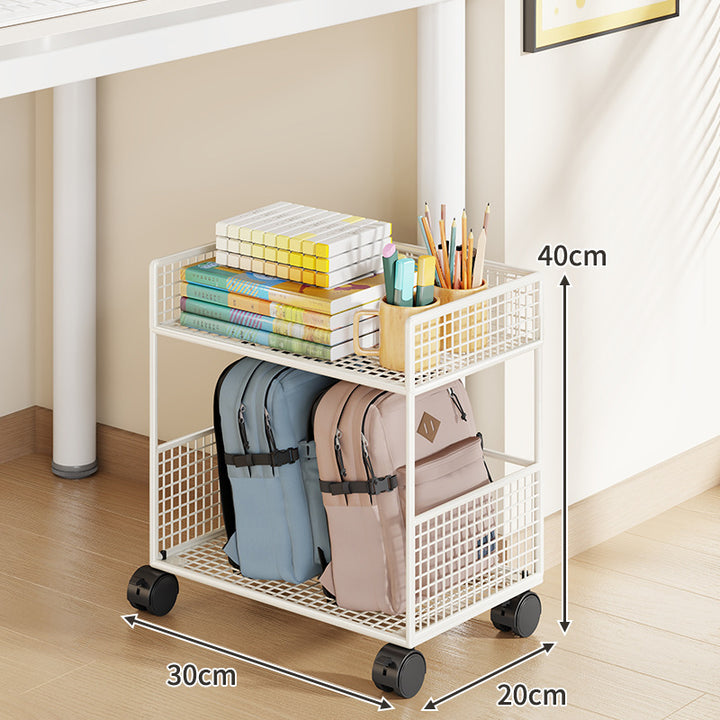Slim Three-Tier Rolling Mesh Storage Cart with Locking Casters and Ventilated Shelves