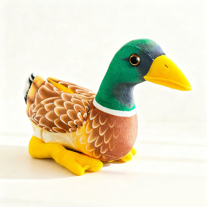 Mallard Duck Plush Companion with Embroidered Feather Pattern & Weighted Base Kalsten