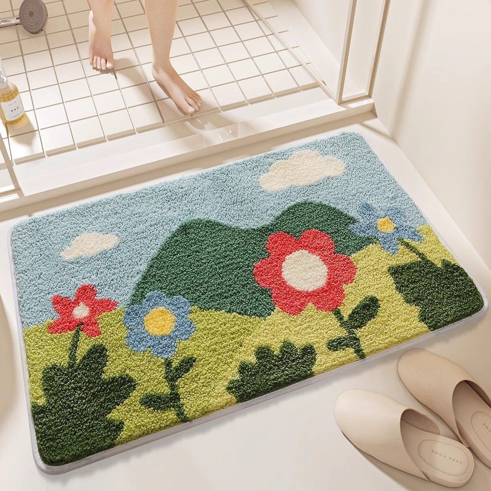 Autumn Leaf-Themed Plush Bath Mat for Bathroom