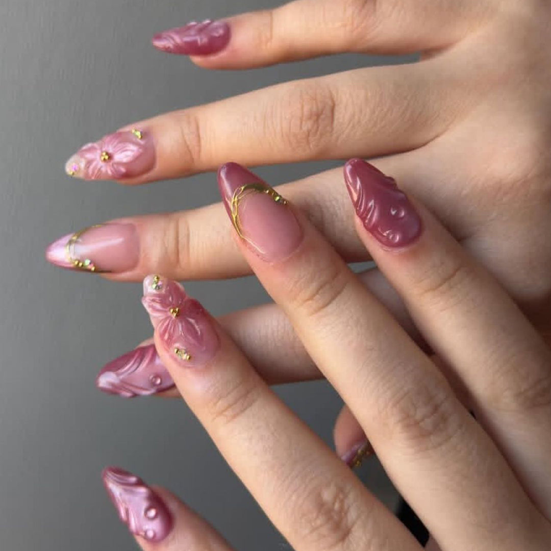 Decorative Floral Acrylic Nail Art Enhancements Kalsten