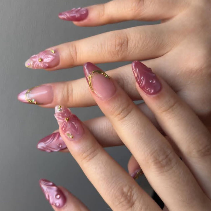 Decorative Floral Acrylic Nail Art Enhancements Kalsten