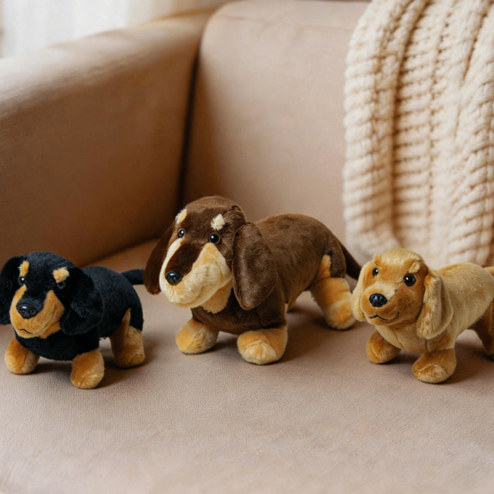 Realistic Long-Body Dachshund Plush Toy with Ultra-Soft Faux Fur and Bean-Filled Paws Kalsten