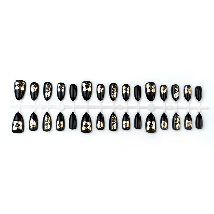 Luxury Floral-Embossed Press-On Nails