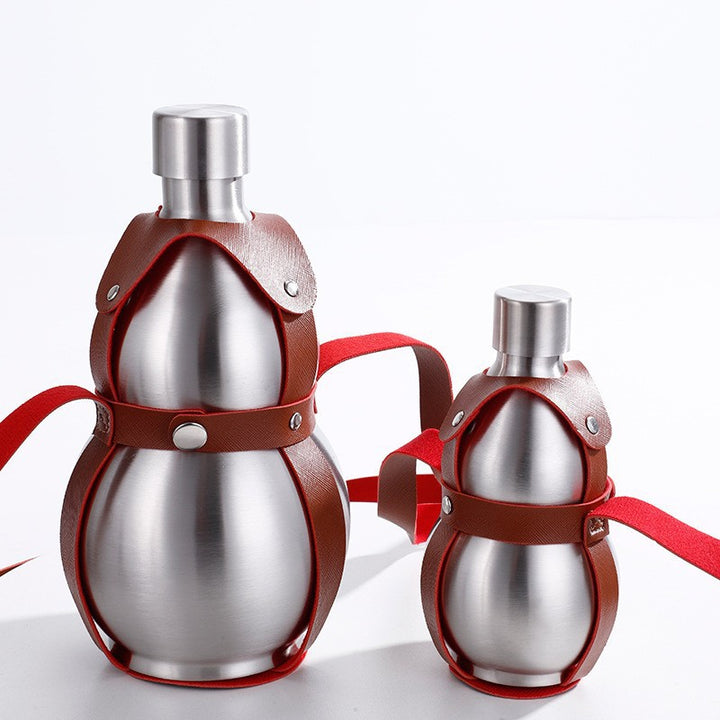 Women's stainless steel water bottle with trendy leather strap Kalsten