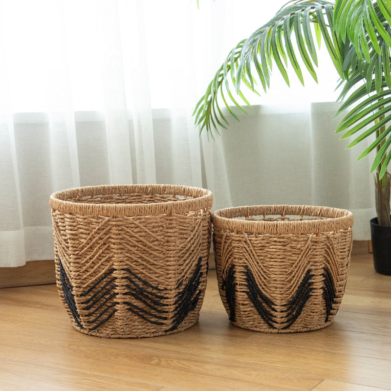 Modern storage basket with geometric design