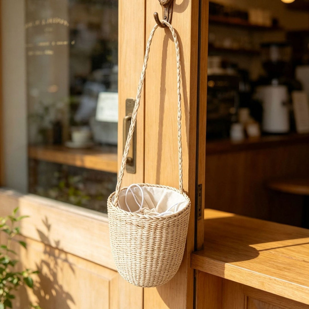 Handcrafted Natural Fiber Hanging Storage Basket Kalsten