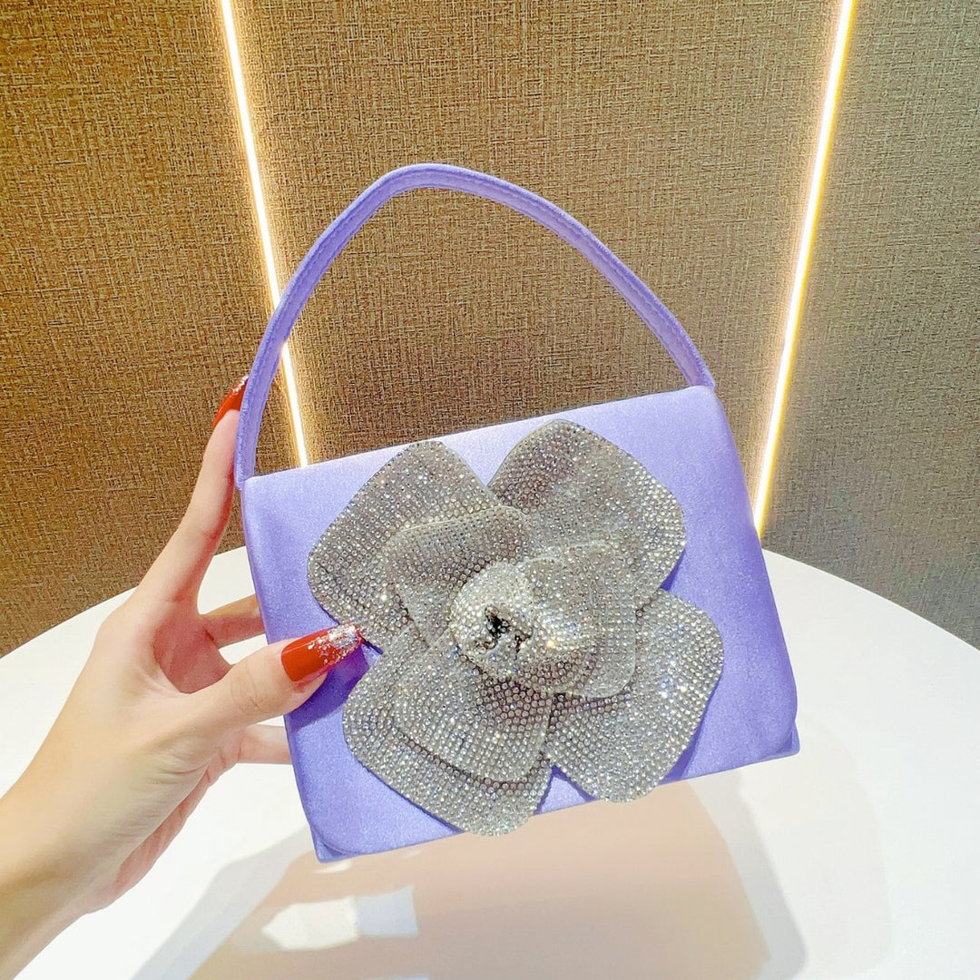 Floral Rhinestone-Embellished Evening Bag