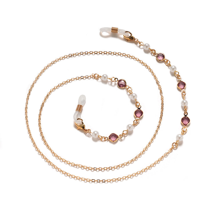 Elegant Pearl and Amethyst Eyewear Chain kalsten