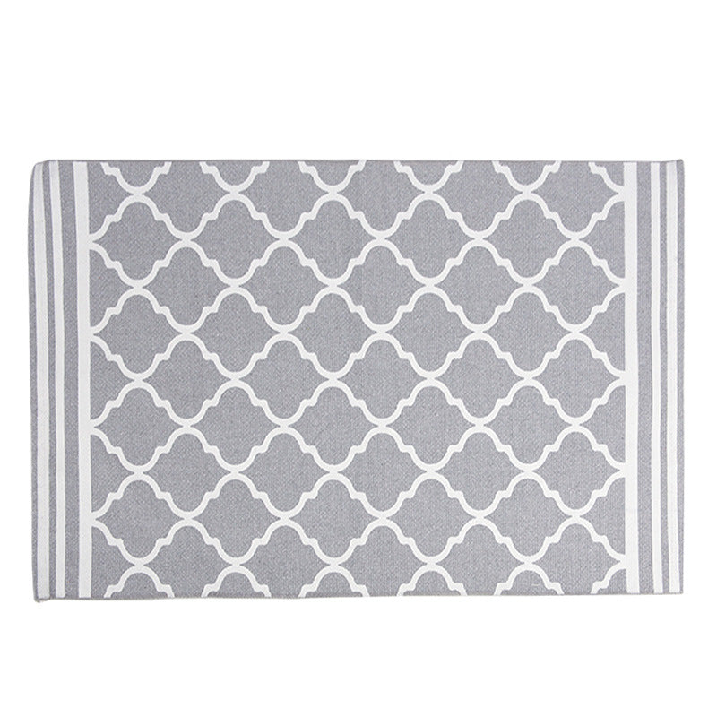 Flat-woven runner rug with diamond pattern and easy-care texture