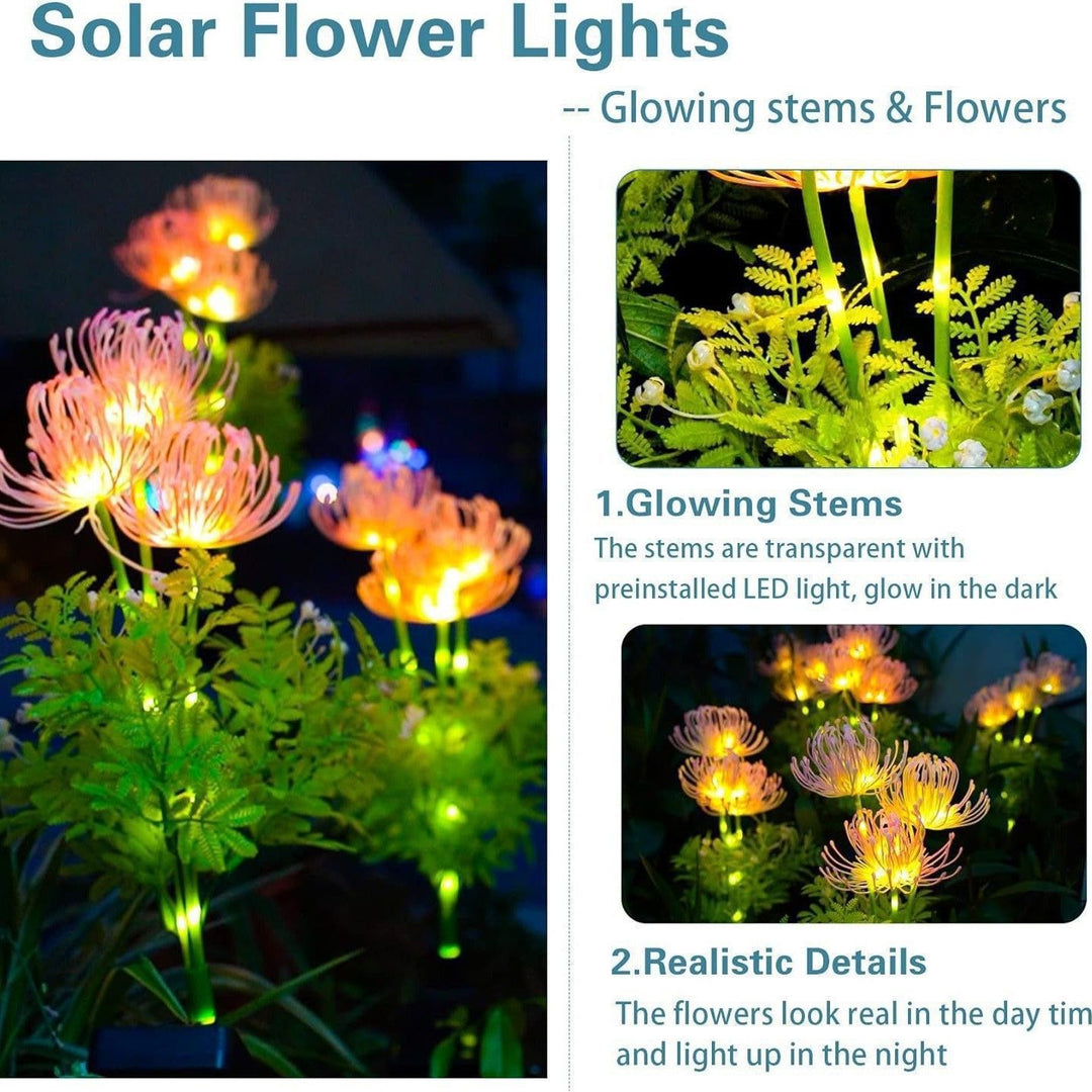 Illuminated Floral Stake Cluster With Integrated Solar LED Stems Kalsten