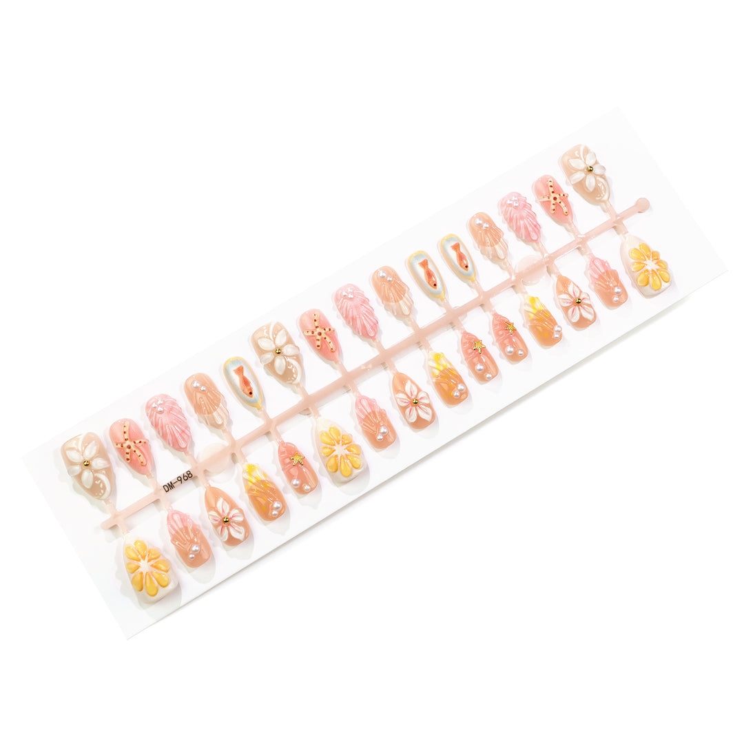 Seaside-Themed Press-On Nail Art Set