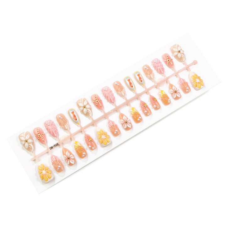Seaside-Themed Press-On Nail Art Set