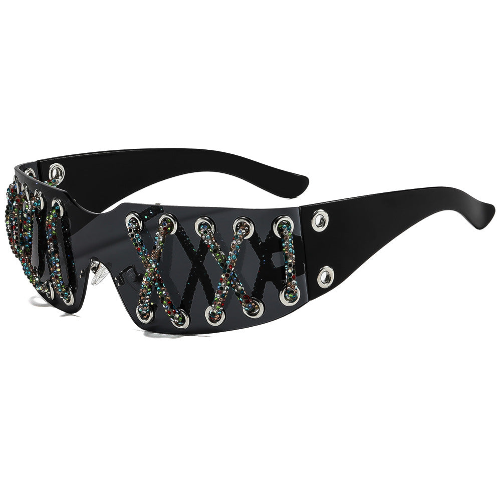 Women futuristic design sunglasses with unique decor Kalsten
