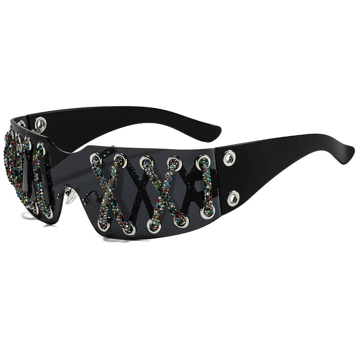 Women futuristic design sunglasses with unique decor Kalsten