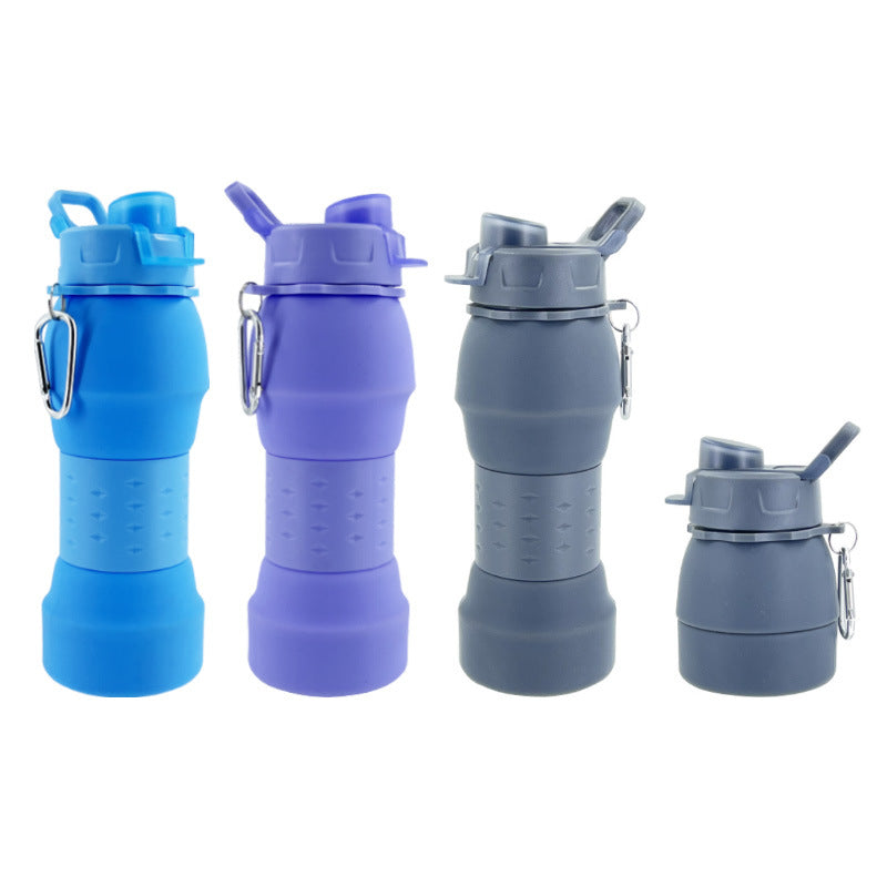 Unisex Silicone Water Bottle with Carabiner Hook and Folding Mechanism Kalsten