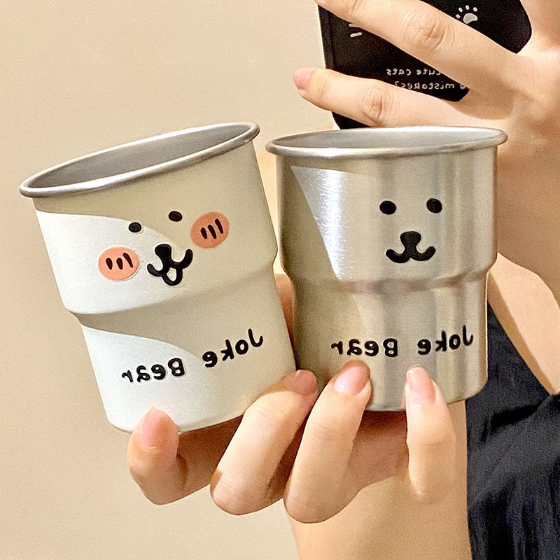Stainless Steel Drinking Cup with Humorous Bear Motif Kalsten