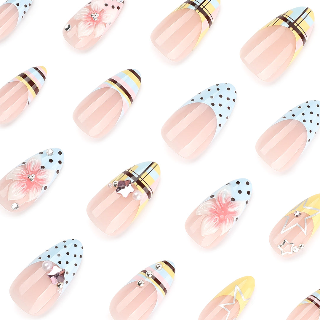 Creative nail designs with floral accents and glitter Kalsten
