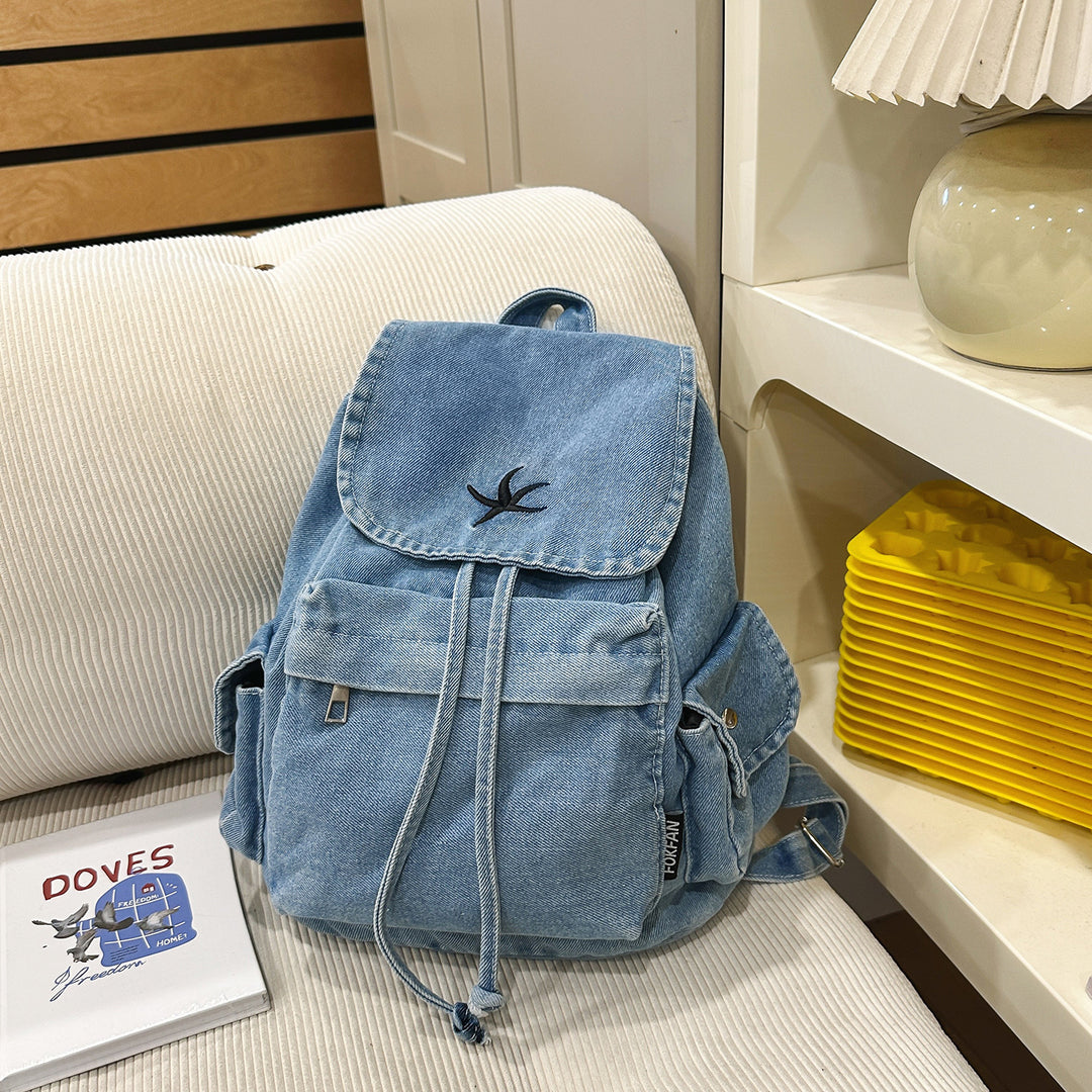 Stylish Denim Drawstring Backpack Kalsten