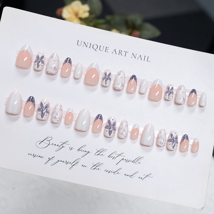 Artistic Floral-Themed Press-On Nails