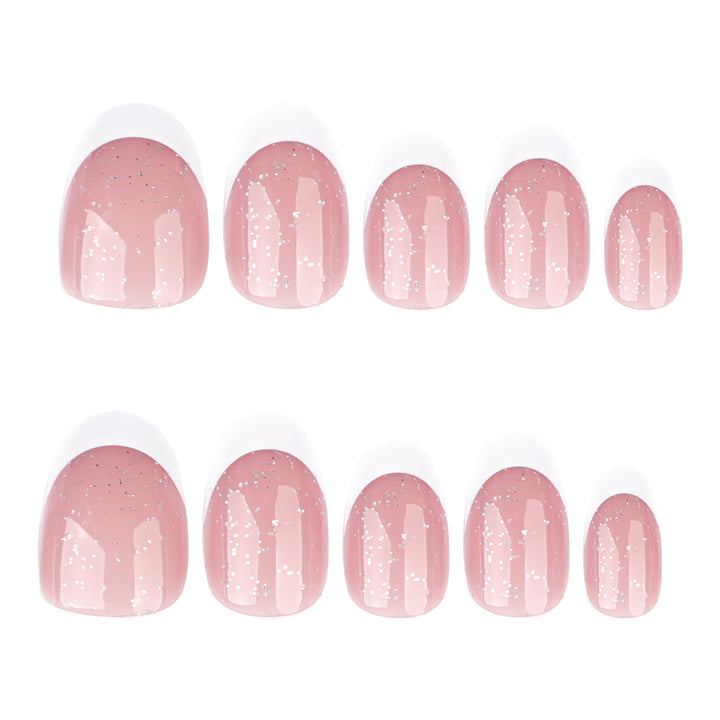 Artful nail art with glitter in gentle tones and elegant tips Kalsten