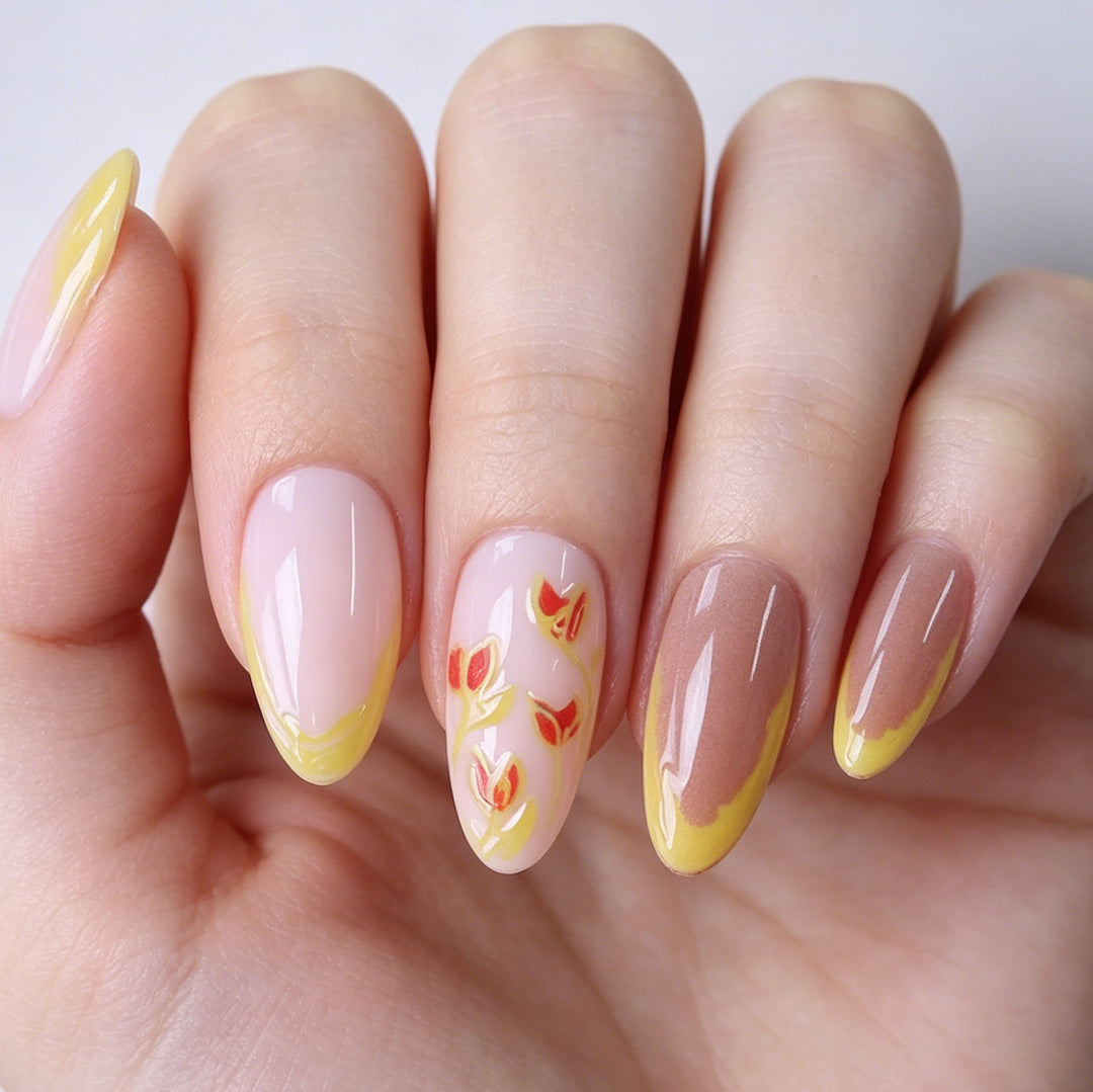 Elegant Floral Acrylic Nail Art Extensions Kalsten