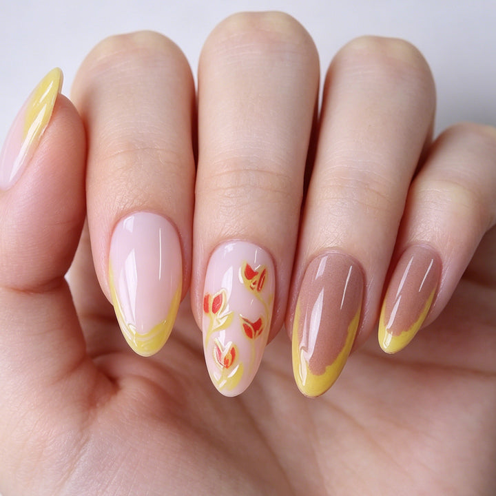Elegant Floral Acrylic Nail Art Extensions Kalsten