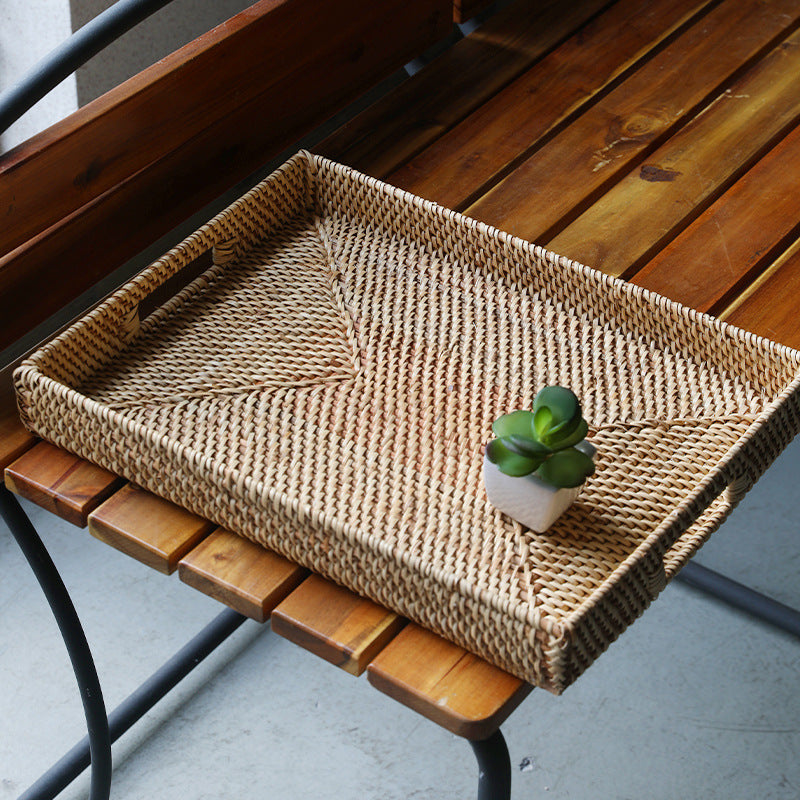 Handwoven Serving Tray with Ergonomic Handles Kalsten
