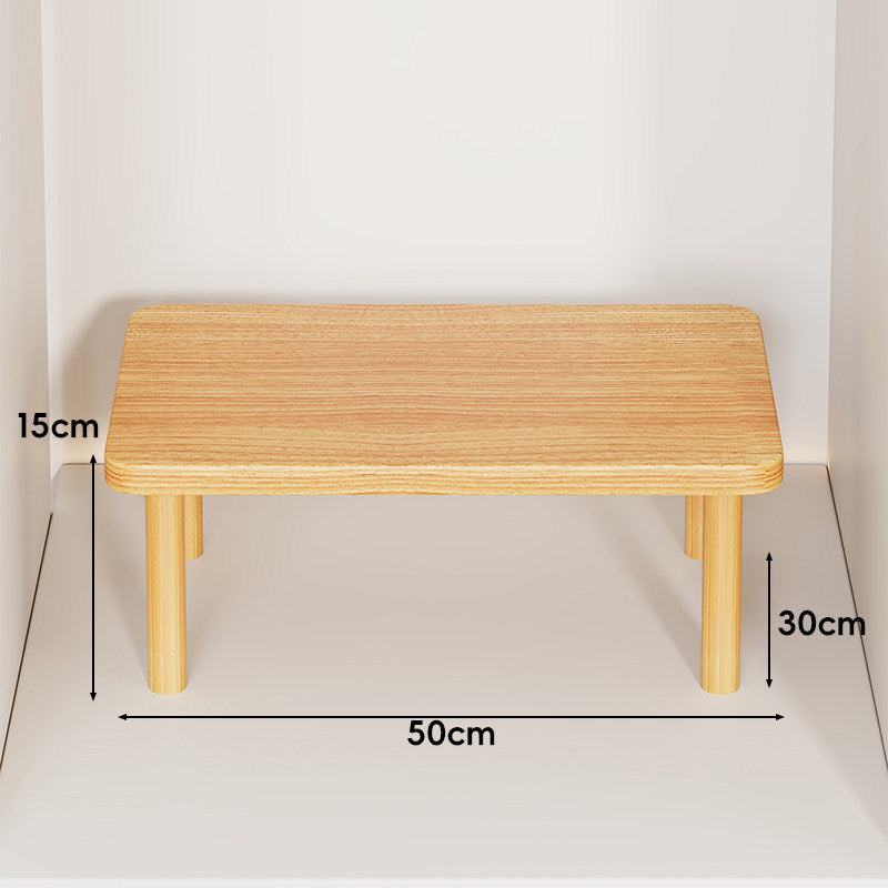 Height-Adjustable Rectangular Wooden Riser Table with Detachable Round Legs