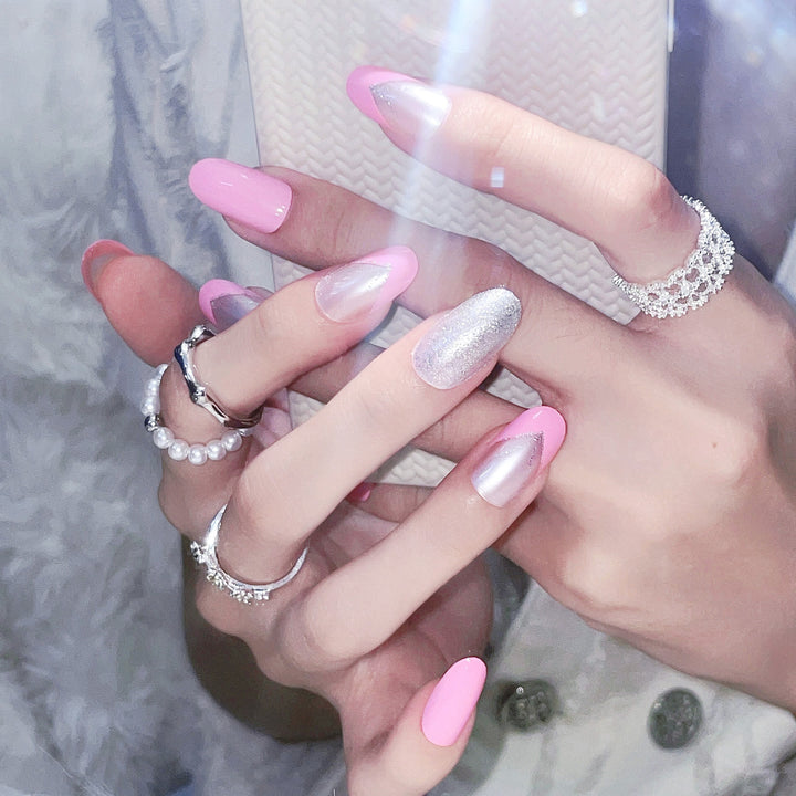 Press-On Nail Art Set with Glitter and Gradient Finish