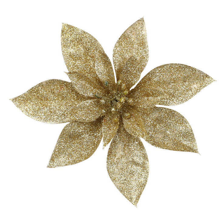 Glittering Poinsettia Flower Ornaments Kalsten