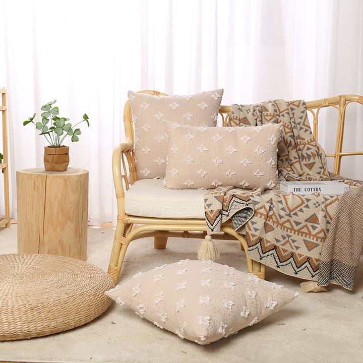 Bohemian Embroidered Square and Lumbar Throw Pillow Cover Set