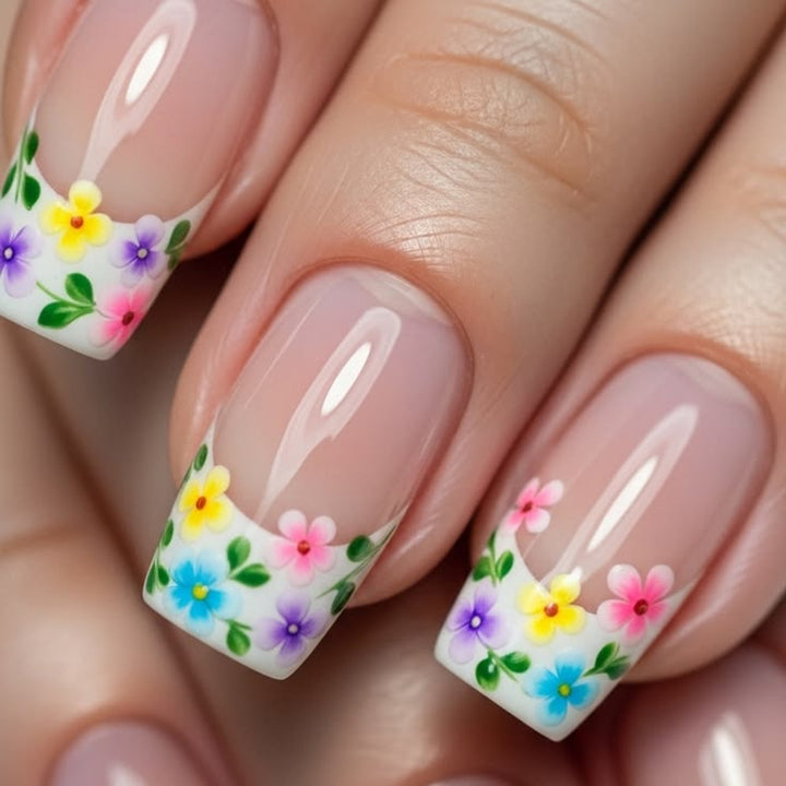 Artificial nails with floral designs and high-gloss finish Kalsten