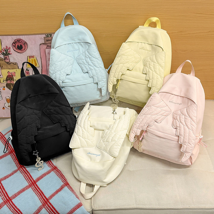 Cute Wing-Embellished Casual Backpack Kalsten