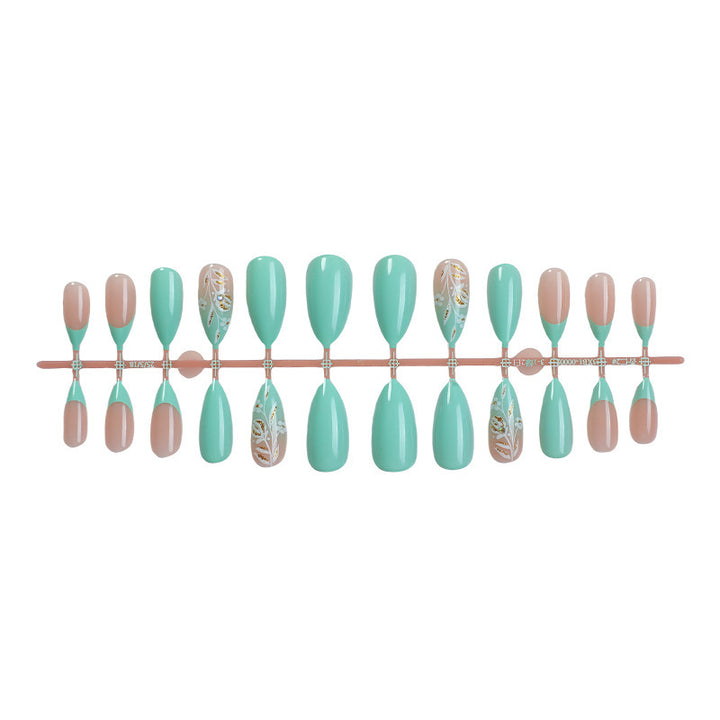 Artificial nail set with floral embellishments and elegant shape Kalsten