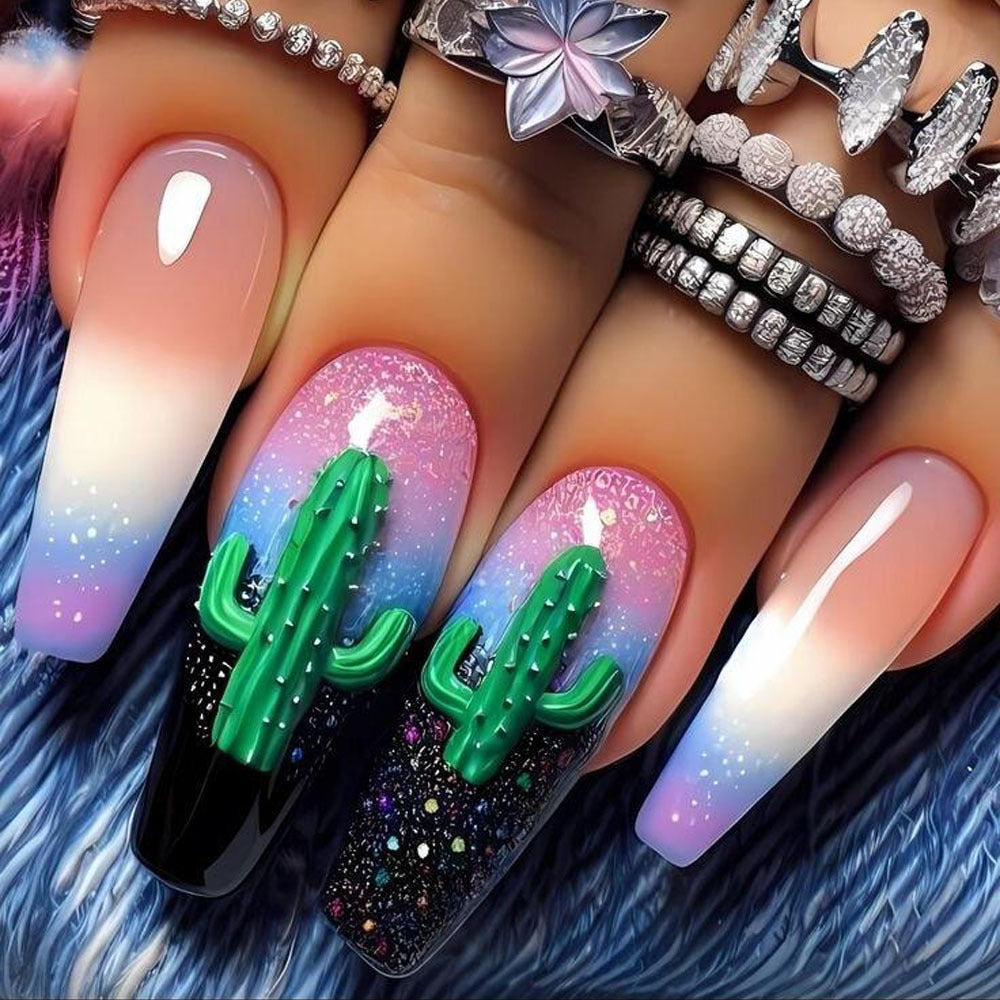 Creative Nail Art with Cactus Design Kalsten