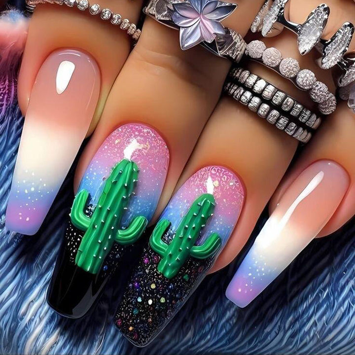 Creative Nail Art with Cactus Design Kalsten