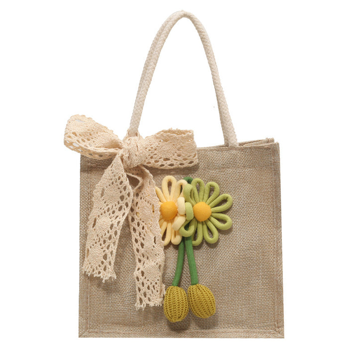 Decorative Floral Accent Tote Bag