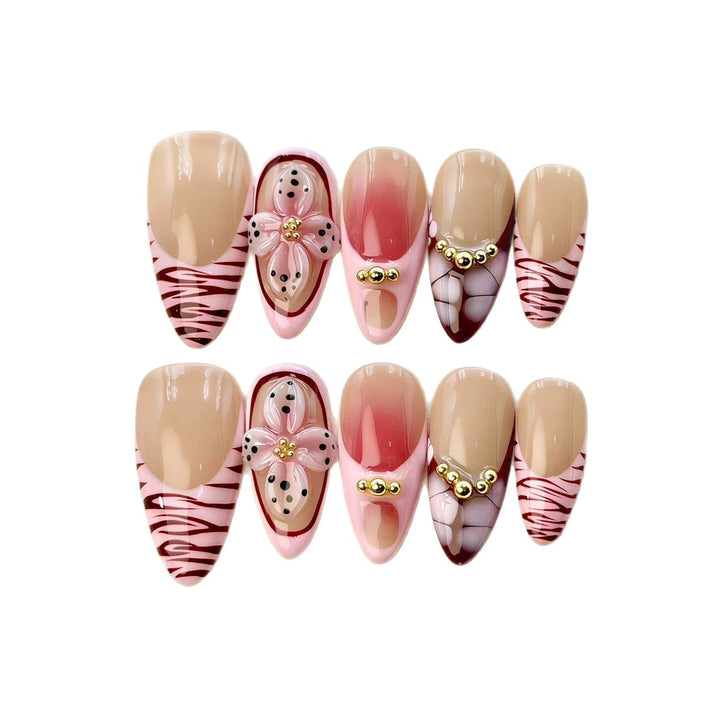 Artistic Floral Embellished Press-On Nail Set