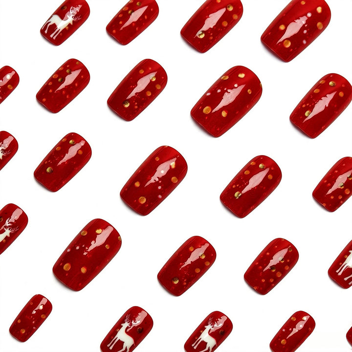 Creative artificial nails with festive reindeer design Kalsten