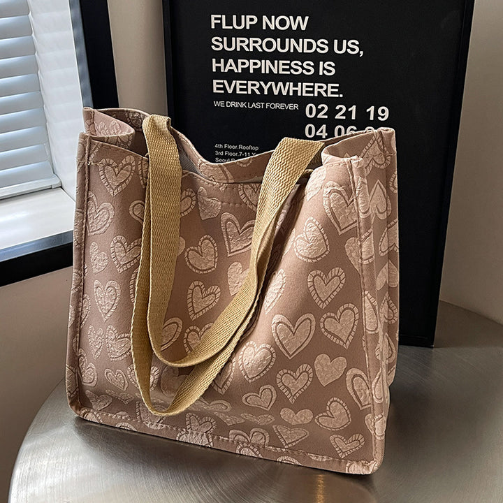 Heart-Embroidered Utility Tote