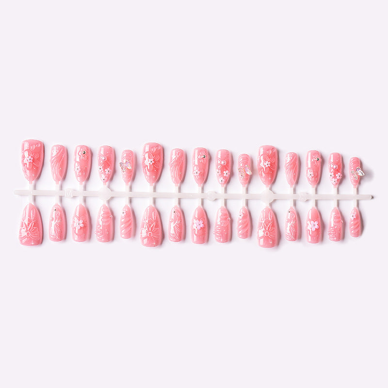 Floral and Bow-Embellished Press-On Nail Art Set Kalsten