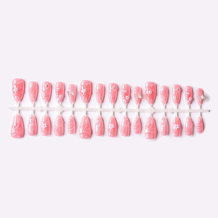 Floral and Bow-Embellished Press-On Nail Art Set Kalsten