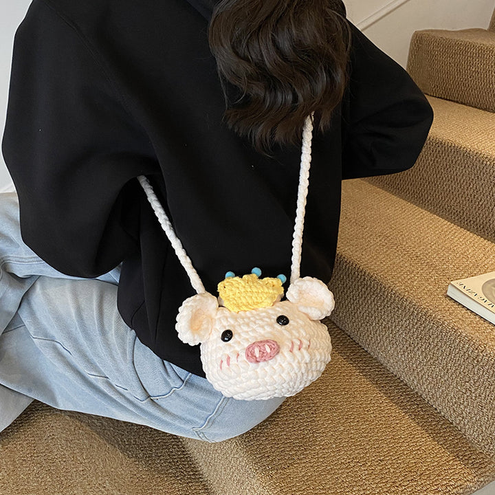 Cute Pig-Shaped Crochet Mini Handbag