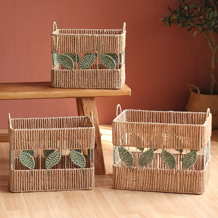 Decorative basket with plant motif Kalsten