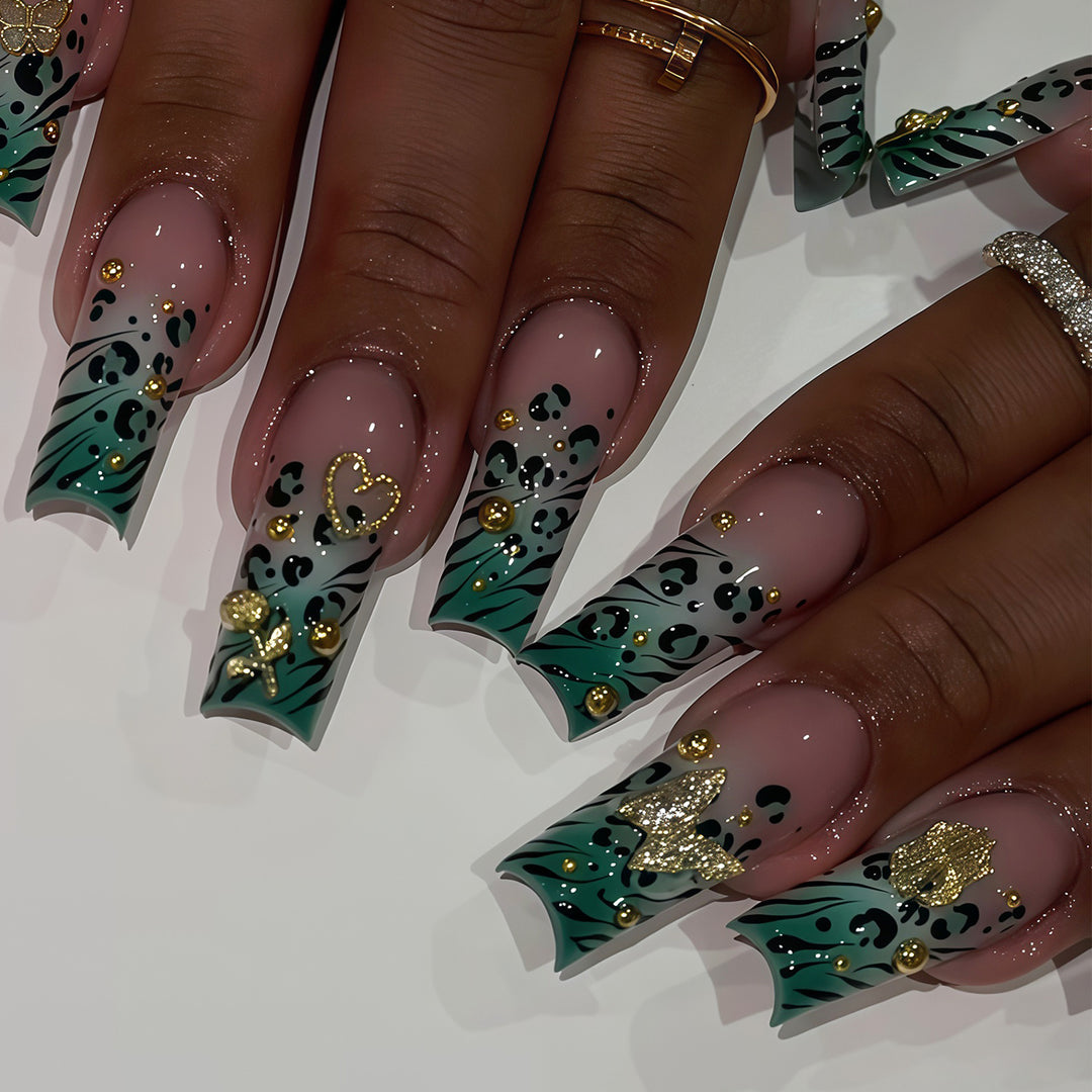 Stylish Bling Leopard Print Press-On Nail Tips Kalsten