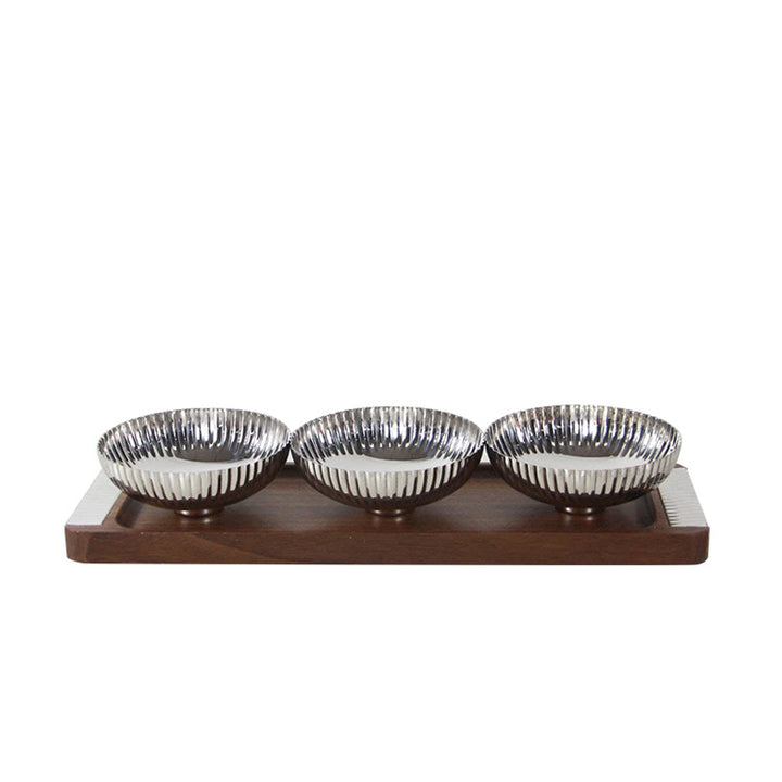 Modern Stainless Steel Snack Bowl Set with Serving Tray