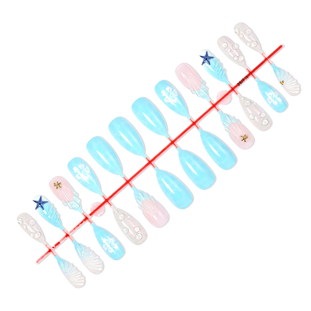 Artificial nail set with maritime motifs and delicate accents Kalsten