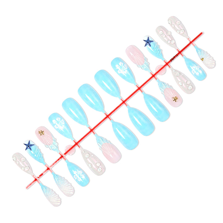 Artificial nail set with maritime motifs and delicate accents Kalsten