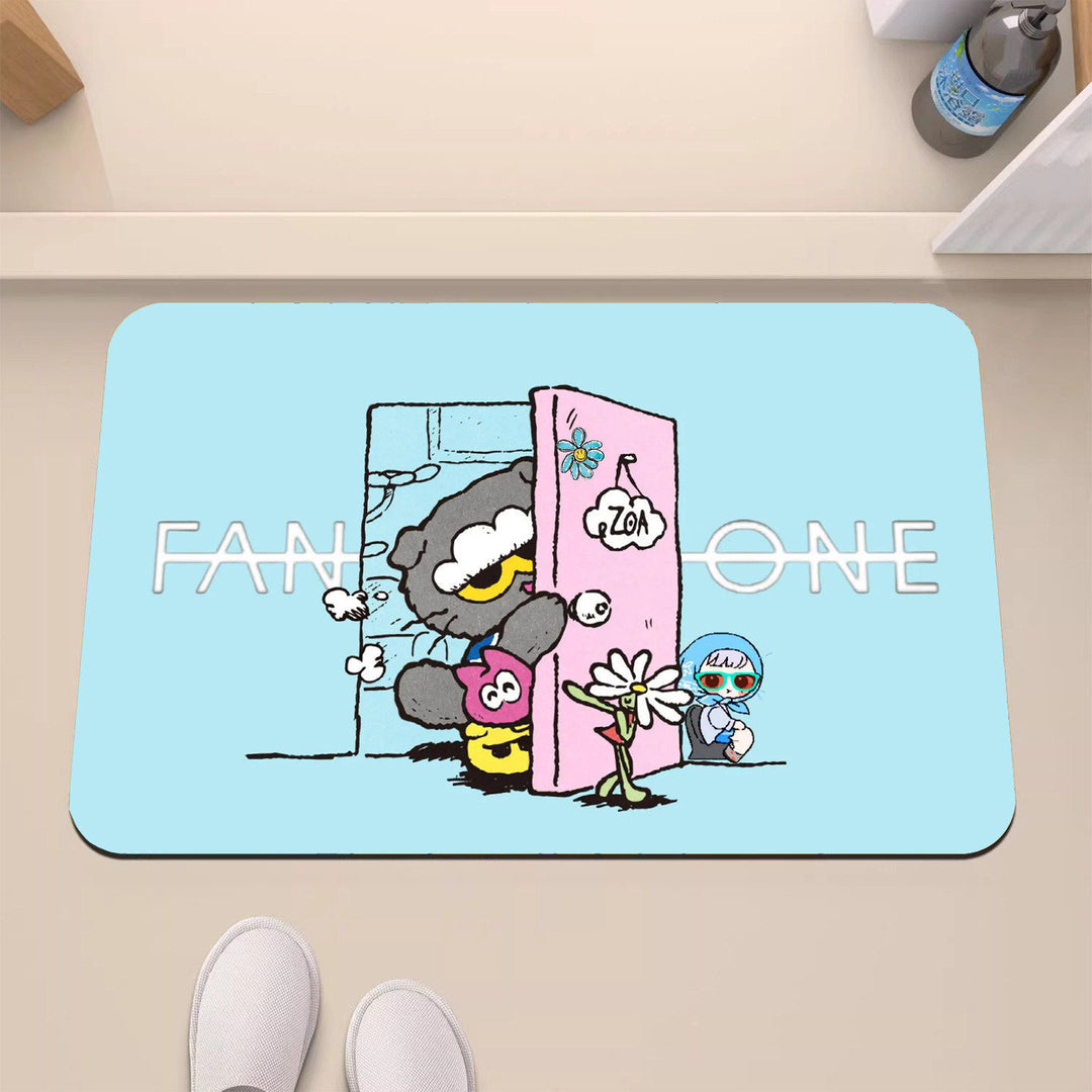 Playful Cartoon-Themed Decorative Mat